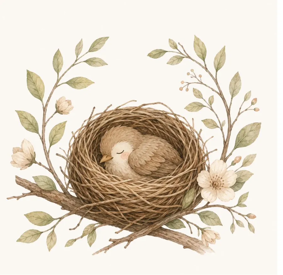 Vogel geborgen im Nest