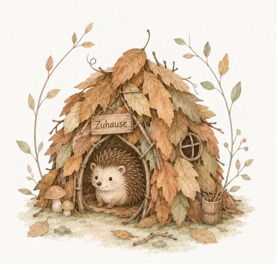 Igel in seinem gemütlichen Zuhause